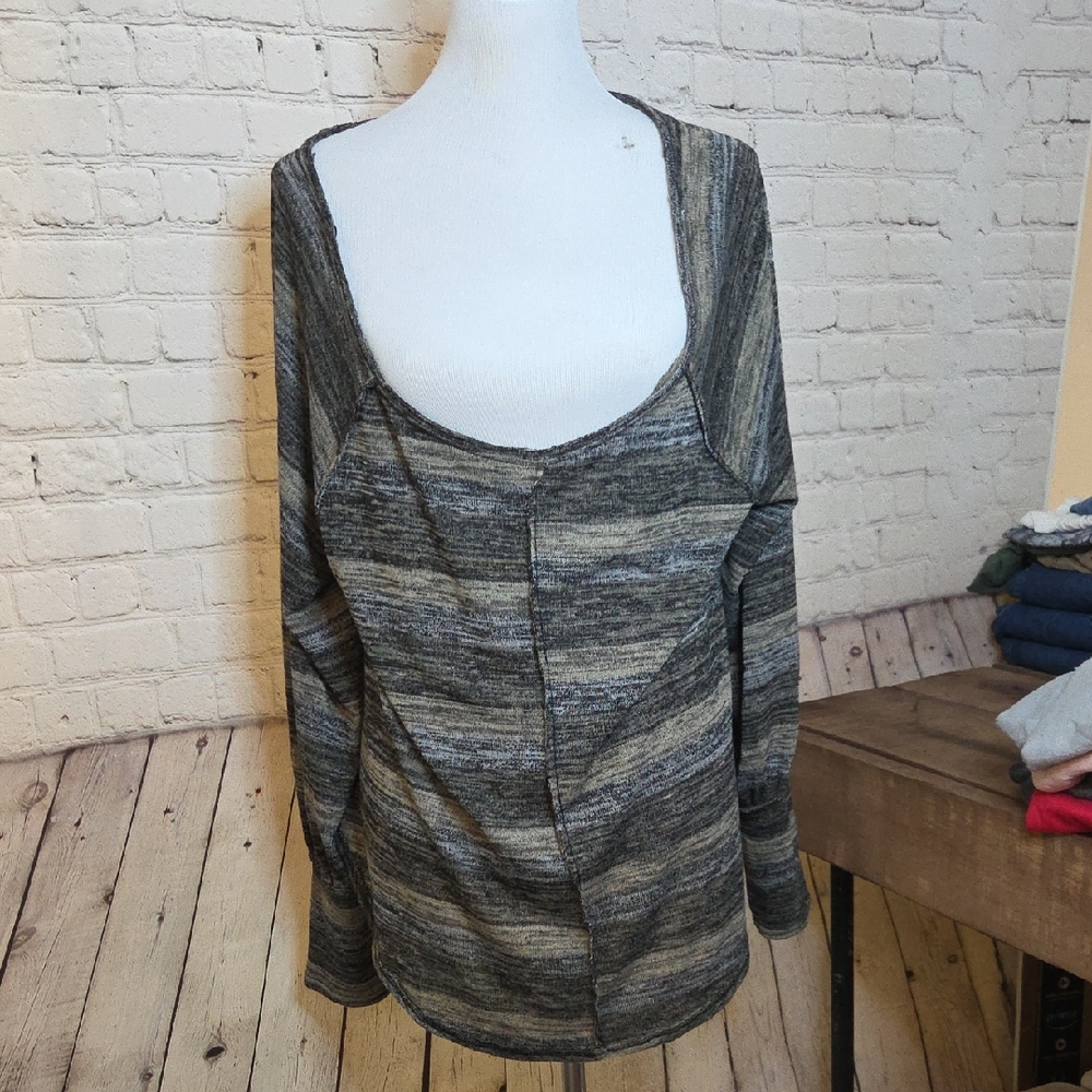 Free People Monochrome Striped Knit Top